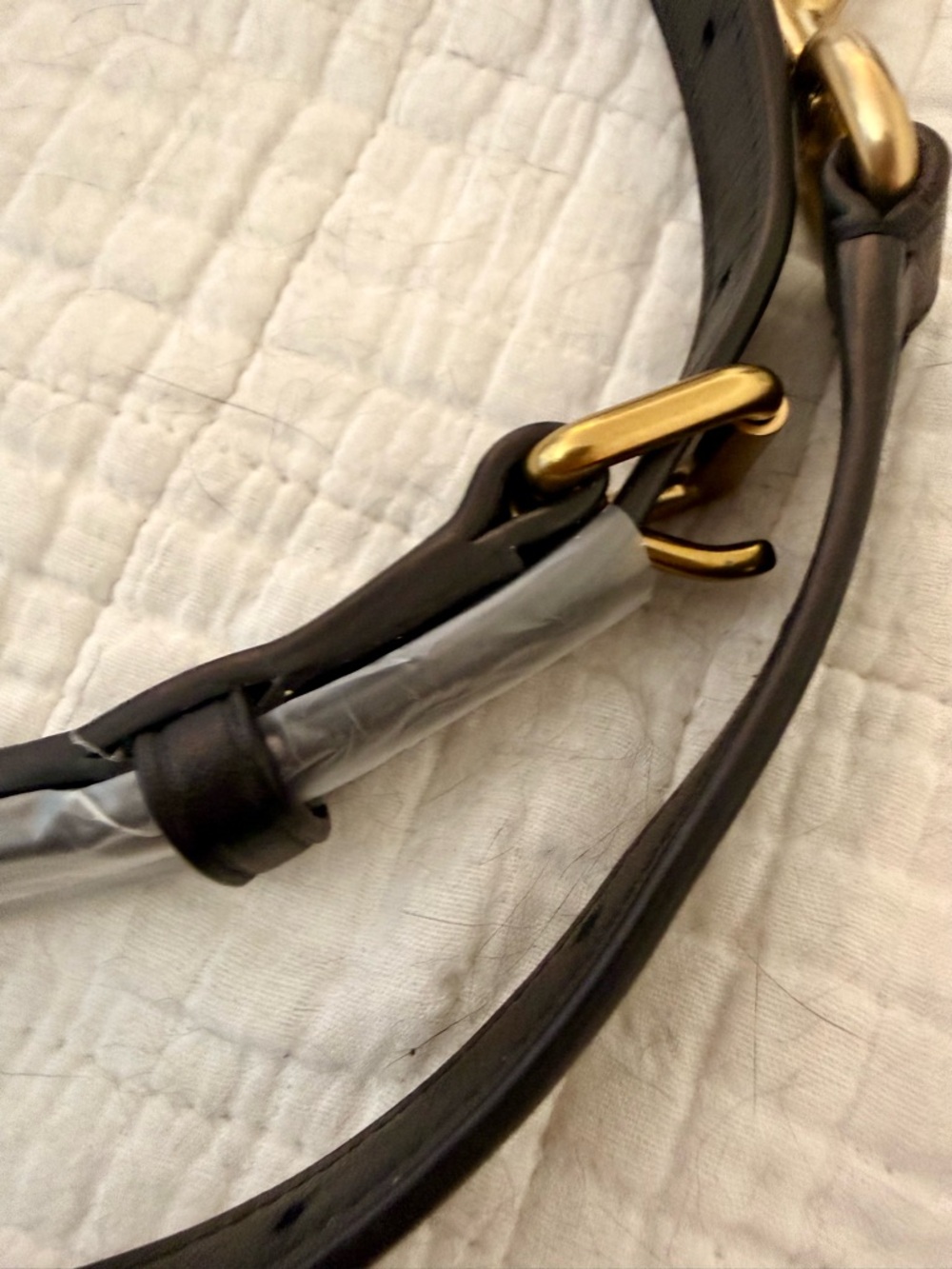 Coach Black Leather Strap 42” Adjustable Brass Hardware Crossbody Shoulder - Picture 6 of 7